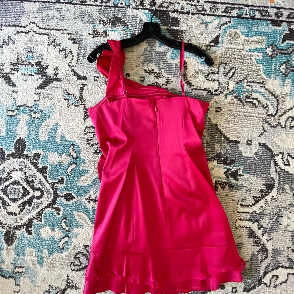BCBGMaxAzria Jonesy Dress. Ruby Red Size 8 One Shoulder Cocktail Dress. NWOT. - Picture 2 of 7